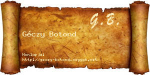 Géczy Botond névjegykártya